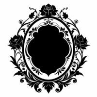 Ornate Floral Frame with Roses and Leaves in Vintage Design vector