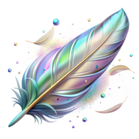 magnificent rustic Bird Feather with Iridescent Effect Isolated Element detailed png