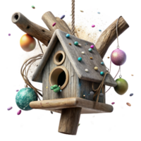 extraordinary classic Birdhouse Hanging From Tree Branch Rustic Style Isolated premium png