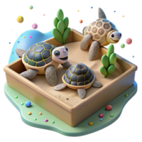 dramatic artistic Endangered Turtle Hatchlings in Zoo Sandbox Cutout authentic png