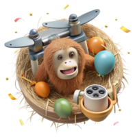 stunning minimalist Ai Powered Drone Identifying Orangutan Nest Top Down View Cutout professional png