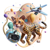elegant rustic Drone Photographing Clouded Leopard Cub Transparent Background genuine png