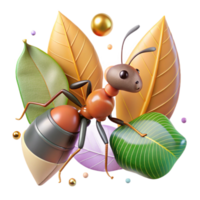 magnificent abstract Ant Carrying Leaf Teamwork Theme Isolated Element high resolution png