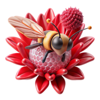 elegant minimalist Bee on Red Clover Flower Close Up Transparent Background high quality png