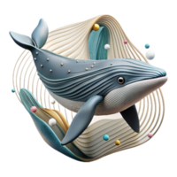 serene vintage Fin Whale Diving with Sonar Interference Lines Isolated authentic png