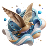extraordinary creative Bird in Flight with Clouds Isolated Element genuine png
