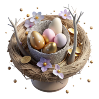 serene modern Bird Nest with Eggs Isolated on Transparent Background genuine png