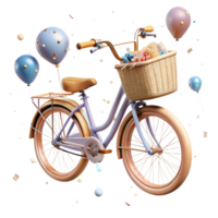 serene rustic Bicycle with Basket Side View Isolated on White Background detailed png
