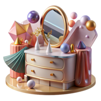 serene abstract Bedroom Dresser with Mirror Front View Transparent high resolution png