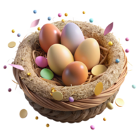 wonderful rustic Bird Nest with Eggs Isolated on Transparent Background detailed png