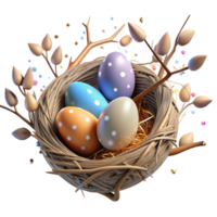 elegant abstract Bird Nest with Eggs Isolated on Transparent Background exclusive png