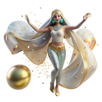 serene abstract Belly Dancer Flowing Veil Transparent Background Shimmering Fabric exclusive png