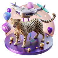magnificent abstract Drone Observing Persian Leopard Isolated authentic png