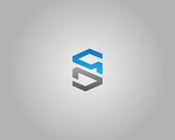SM or MS Abstract Logo Design Icon Minimal Template. vector