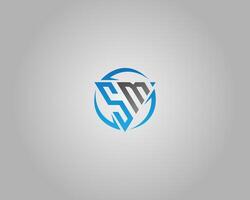 Triangle SM Letter Initial Logo Design Icon Template. vector