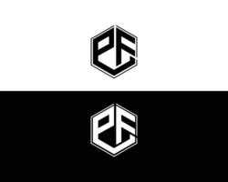 Abstract Letter PF Logo Design Icon Minimal Template. vector