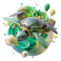 impressive artistic Drone Capturing Green Sea Turtle Nest Transparent Background authentic png