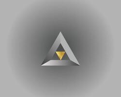 Abstract Letter A Geometric with Golden and Silver Triangle Logo Design Icon Minimal Template. vector