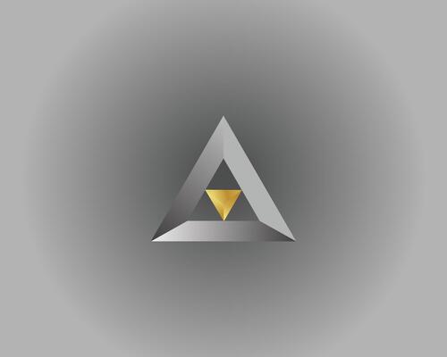 Abstract Letter A Geometric with Golden and Silver Triangle Logo Design Icon Minimal Template.