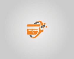 Credit Card Repair and Financial Services Logo Icon Design Modern Template. vector