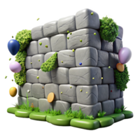 magnificent creative Cool Gray Stone Wall Mossy Texture Isolated authentic png