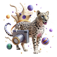 magnificent abstract Ai Driven Camera Observing Leopard Isolated premium png