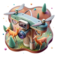 stunning vintage Drone with High Resolution Camera Capturing Wildlife Close Up View Isolated high resolution png