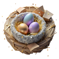 elegant classic Bird Nest with Eggs Isolated on Transparent Background high resolution png