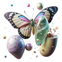 magnificent classic Butterfly Emerging From Chrysalis Transformation Scene Transparent Background genuine png