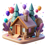 elegant modern Cozy Cabin in the Woods Isolated Element png