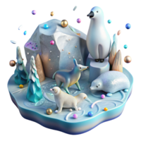 extraordinary rustic Arctic Animals and Melting Ice Transparent Background high quality png