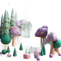 wonderful modern Crowded Forest Landscape Cutout Realistic Rendering authentic png