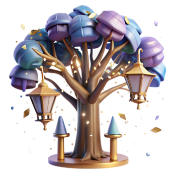 straordinario creativo ritagliare di albero crescita influenzato di luci stradali premio png