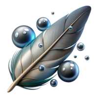 elegant modern Bird Feather with Dew Drops Isolated Element high resolution png