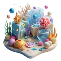 magnificent vintage Diverse Underwater Ecosystem Scene Transparent Element high resolution png
