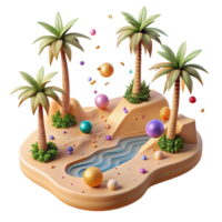 magnificent minimalist Desert Oasis Isolated with Palm Trees exclusive png