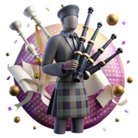 beautiful rustic Bagpipes Player Silhouette Transparent Background authentic png