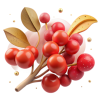 impressive rustic Branch with Berries Red and Ripe Transparent genuine png