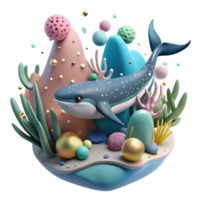 magnificent modern Coral Reef and Whale Shark Isolated Element Underwater Scene original png
