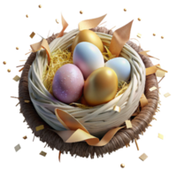 impressive vintage Bird Nest with Eggs Isolated on Transparent Background authentic png