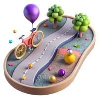 dramatic classic Bicycle Path Winding Through Park Transparent Background high quality png