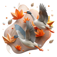 extraordinary abstract Flying Geese Migration Cutout Autumn Leaves Background Transparent detailed png