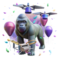 stunning rustic Drone Tracking Western Lowland Gorilla Isolated high resolution png