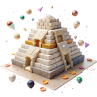 impressive traditional Aztec Pyramid Structure Stone Blocks Transparent professional png