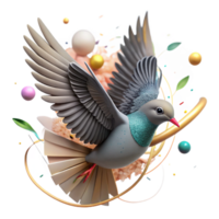 serene rustic Bird in Flight with Clouds Isolated Element high resolution png