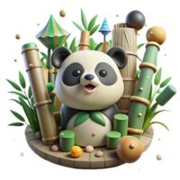 elegant creative Ai Monitoring Panda in Bamboo Forest Cutout high quality png