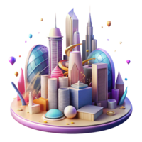 elegant artistic Futuristic Cityscape Cutout with Modern Architecture high resolution png