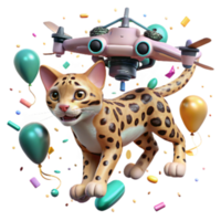 magnificent artistic Drone Photographing Clouded Leopard Cub Transparent Background original png