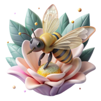 wonderful modern Close Up Bee on Flower Pollen Visible Cutout high quality png