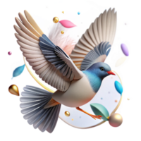 impressive minimalist Bird in Flight with Clouds Isolated Element authentic png